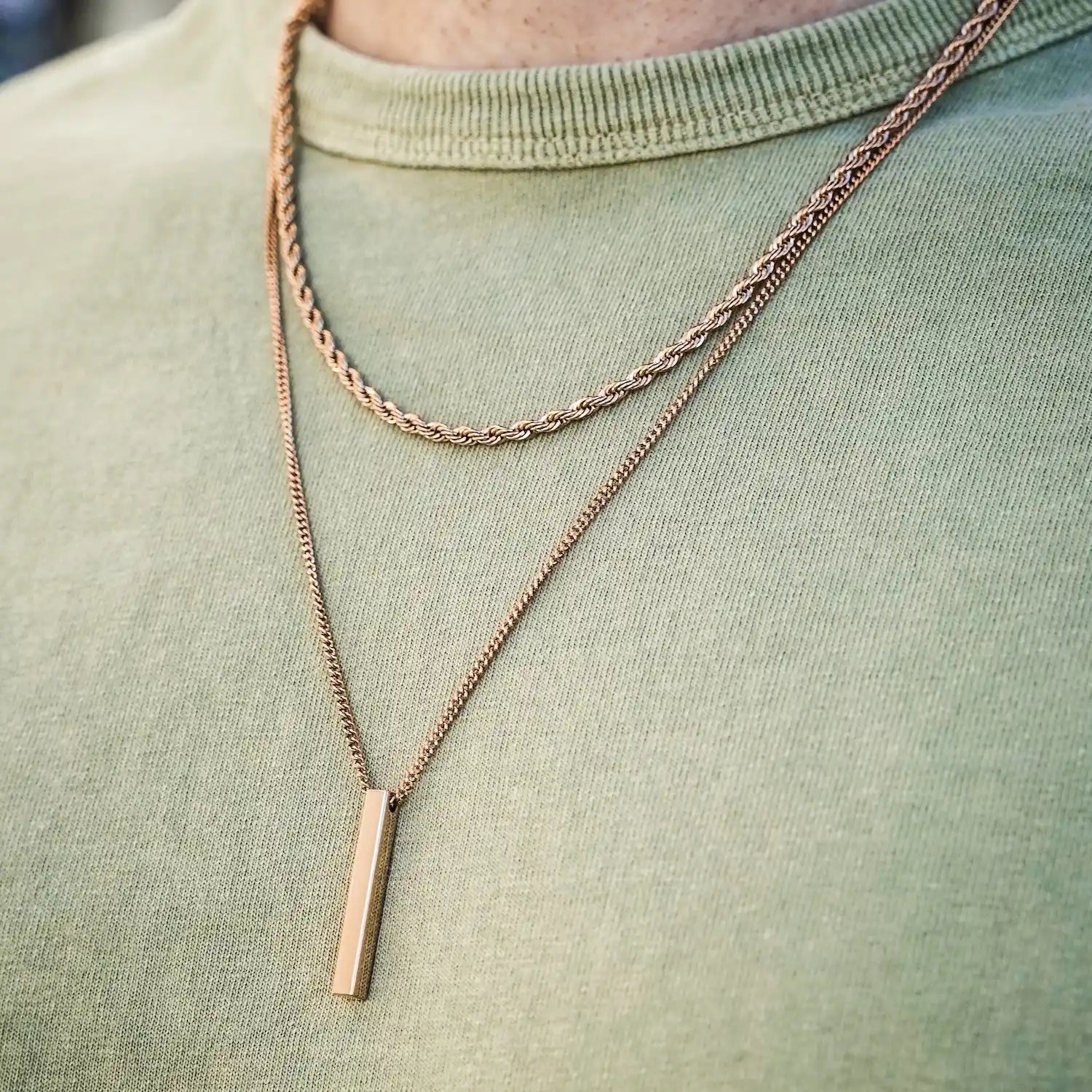 Rose Gold Pendant Men Bar Necklace Set In Rose Gold – RoseGold