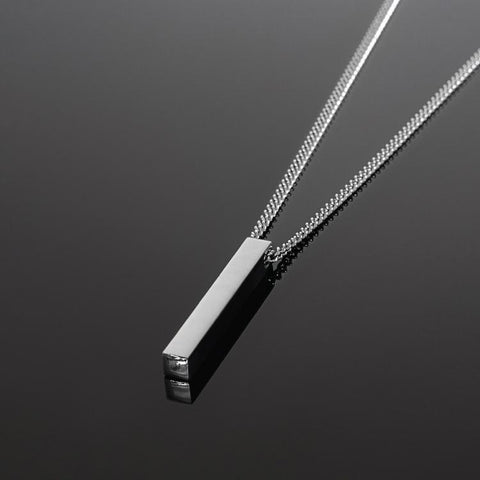 Minimal Bar Necklace in Silver. Premium quality men's necklace.