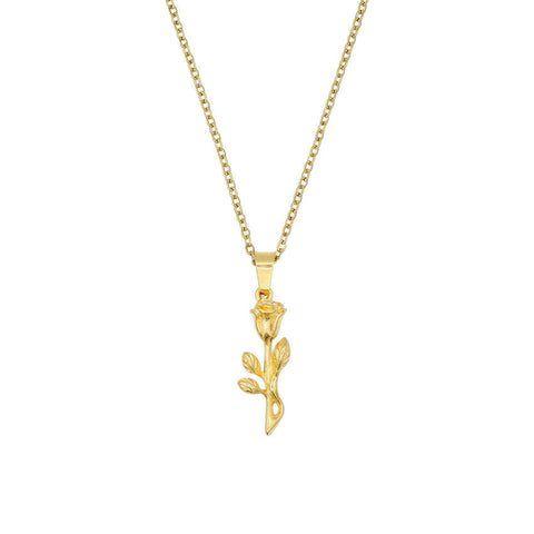 Our Gold Rose Necklace features our Signature Gold Rose Pendant and Link Chain. The Perfect piece for any wardrobe.