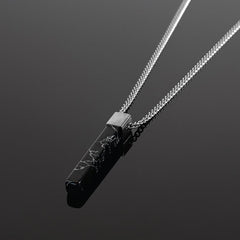 Our Silver & Black Stone Bar Necklace has been crafted with minimalist styling in mind featuring a Black Stone Bar Pendant and Cuban chain. The perfect piece for any wardrobe.