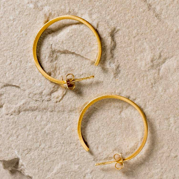 Brushed Gold Hoop Earrings - Gold