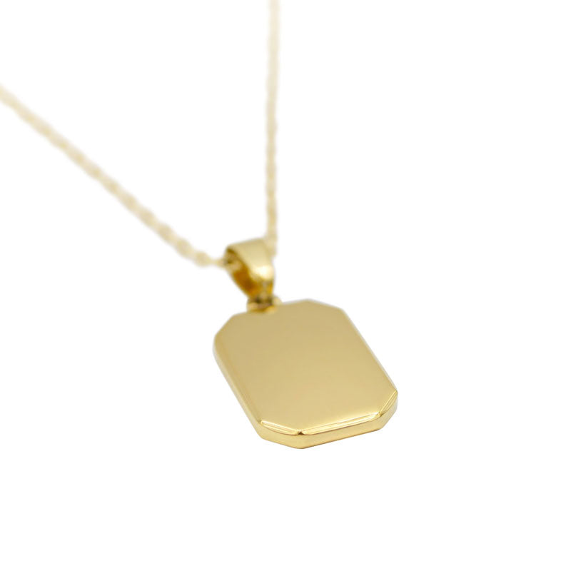 Minimal Tag Pendant Necklace in Gold. Rose gold and black