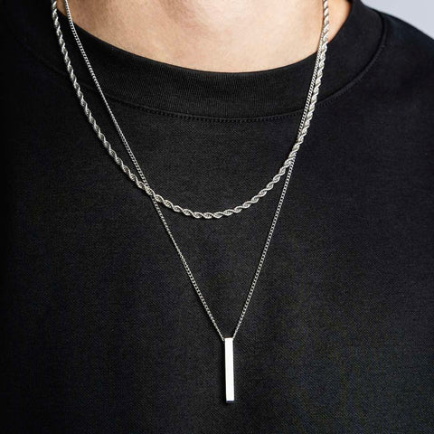 Bar & Rope Chain Necklace