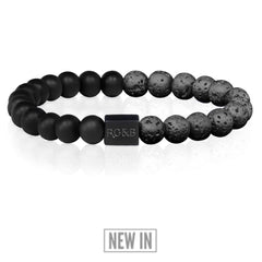 lava stone bead bracelet black colection