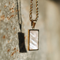 Rectangle Pendant (24kt Gold & Pearl)