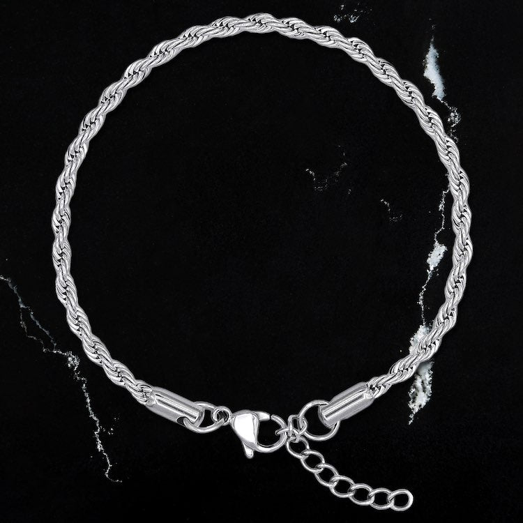 Men's Sterling Silver Rope Chain Bracelet - Jewelry1000.com