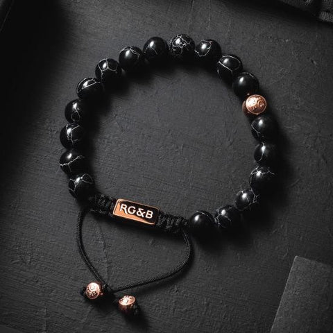 Black Stone Bead Bracelet - Premium