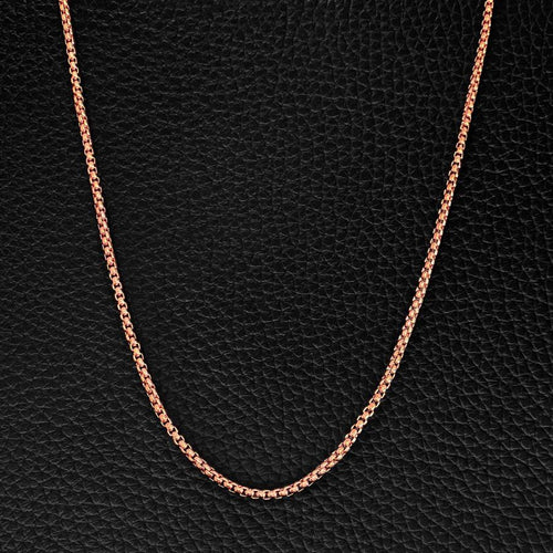 Rose Gold Chain - Our Rose Gold Box Chain Features our Premium Box Chain and Signature Polished Rose Gold plate, Engraved with RG&B.