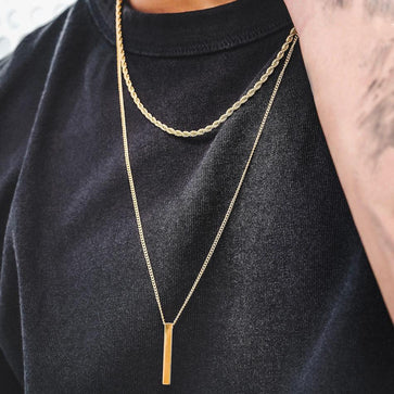 Bar Rope Necklace Set (24kt Gold) Pack – RoseGold Black