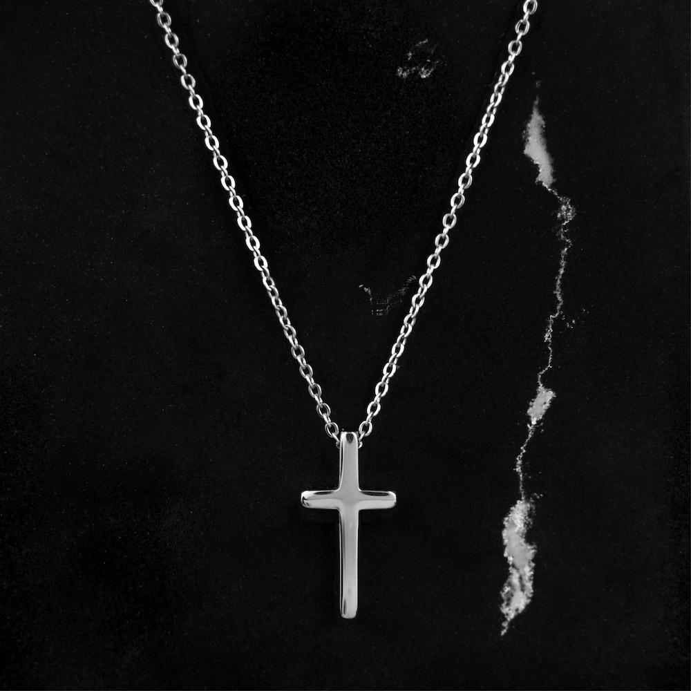 Small Flat Silver Christian Cross Pendant Necklace for Men | Classy Men  Collection