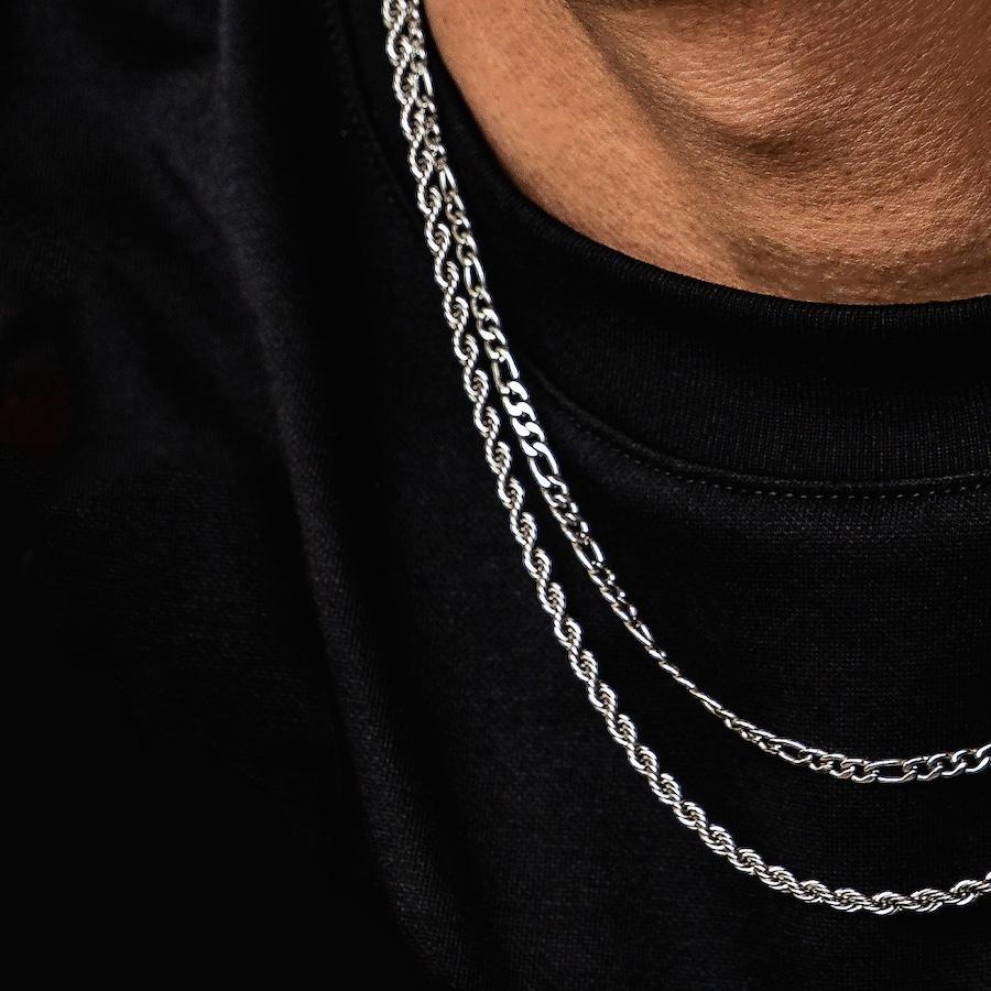 Rope & Box Chain Necklace in Silver – RoseGold & Black Pty Ltd