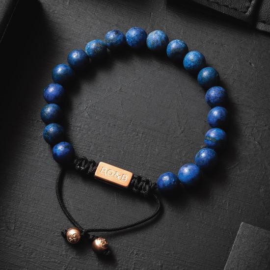Lapis Lazuli Bracelet - Our Lapis Lazuli Bead Bracelet Features Natural Stones, Waxed Cord and Brushed Rose Gold Steel Hardware. A Beautiful Addition to any Collection.