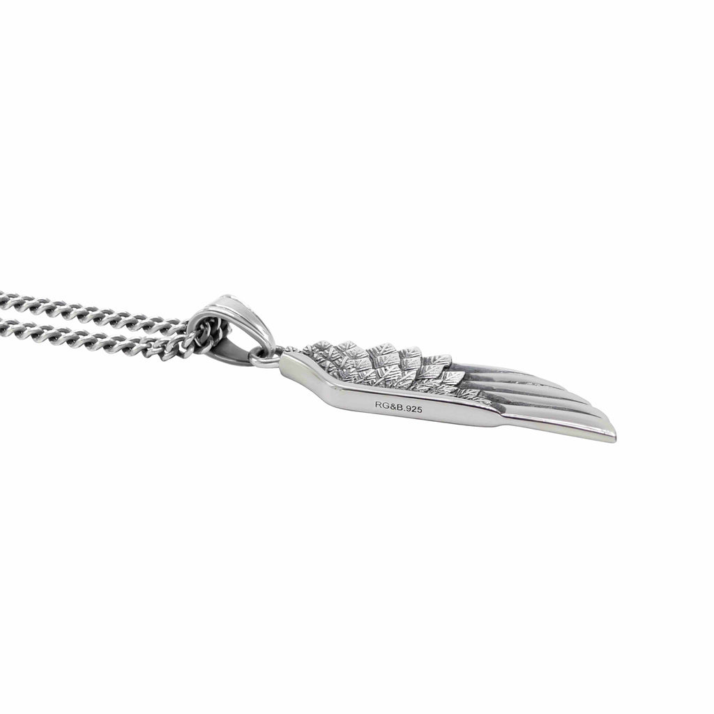 Silver Wing Necklace - Our Premium Solid 925 Sterling Silver Wing Necklace features our Signature Solid 925 Sterling Silver Wing Pendant and a Solid 925 Sterling Silver Cuban Chain.