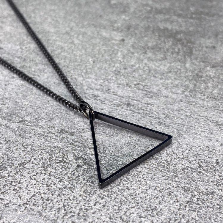 Black Triangle Necklace - Our Black Triangle Necklace features our Signature Triangle Pendant and Cuban Link Chain. The Perfect piece for any wardrobe.