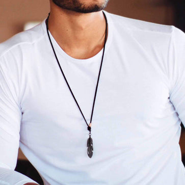 Black Feather Pendant Necklace – RoseGold & Black Pty Ltd