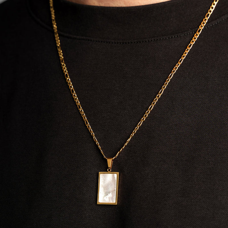 Gold & Pearl Rectangle Pendant Necklace – RoseGold & Black Pty Ltd