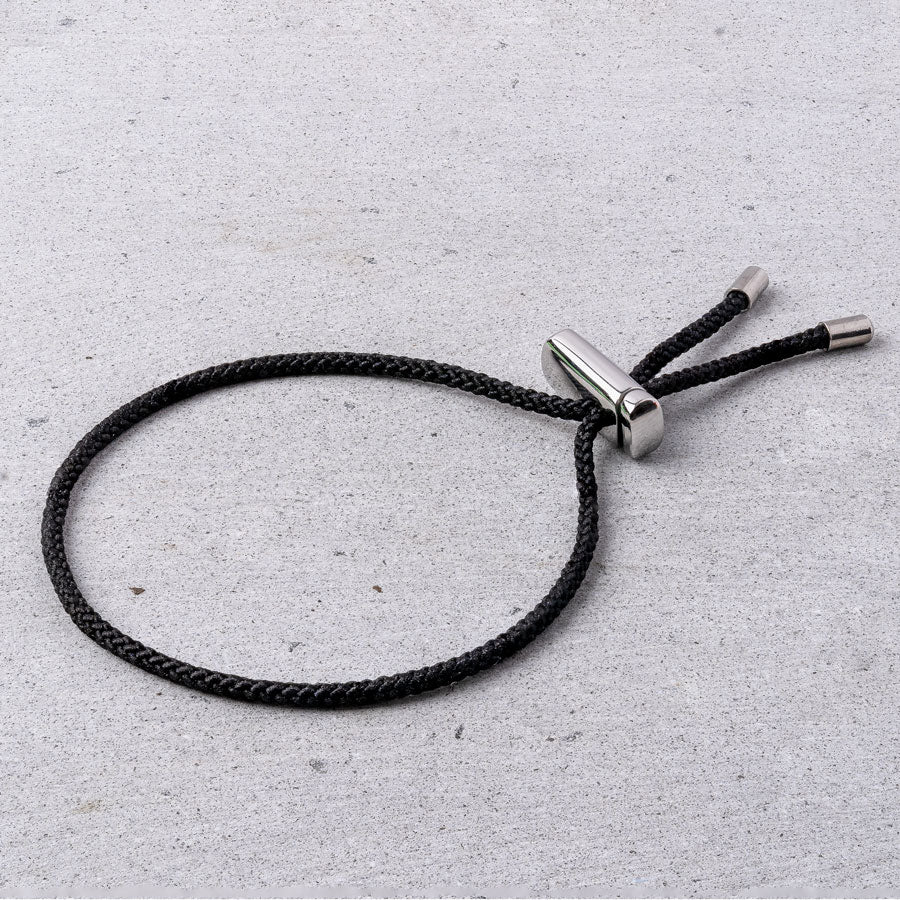 Our Silver & Black Drawstring Bracelet has been crafted using the finest braided maritime grade nylon rope.