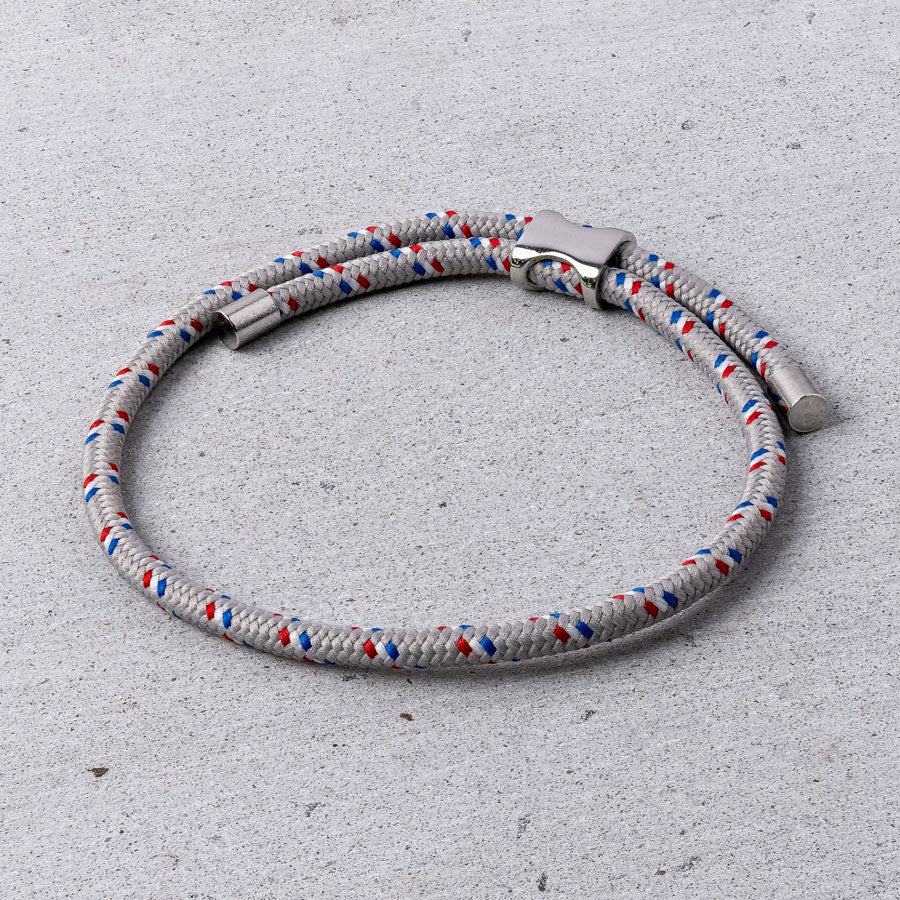 Our Silver & Off White Nylon Bracelet has been crafted using the finest braided maritime grade nylon rope.