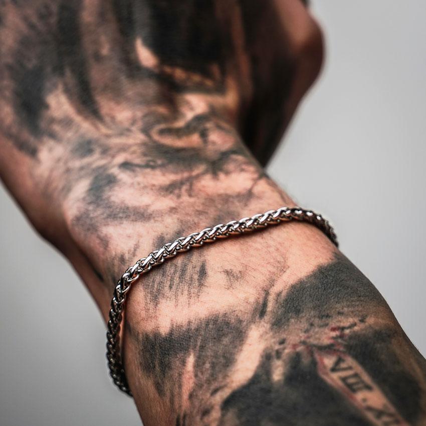 Our Solid 925 Sterling Silver Wheat Chain Bracelet which features our hand-crafted & premium wheat chain.