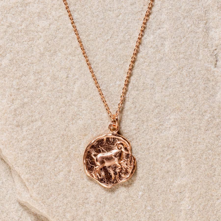 Aries Star Sign Necklace - Fine chain necklace featuring a delicate star sign pendant. Birth date March 21 - April 19 is for Aries. Available in Silver, Gold, and Rose Gold.