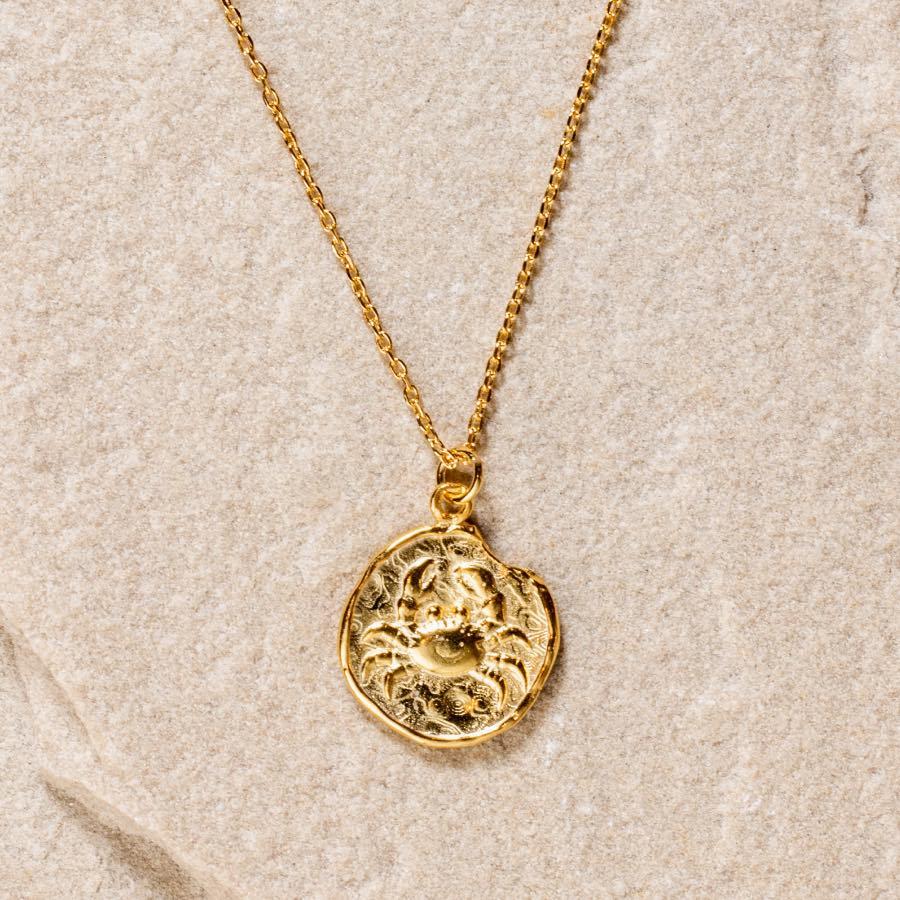 Cancer Star Sign Necklace - Fine chain necklace featuring a delicate star sign pendant. Birth date June 21 - July 22 is for Cancer. Available in Silver, Gold, and Rose Gold.
