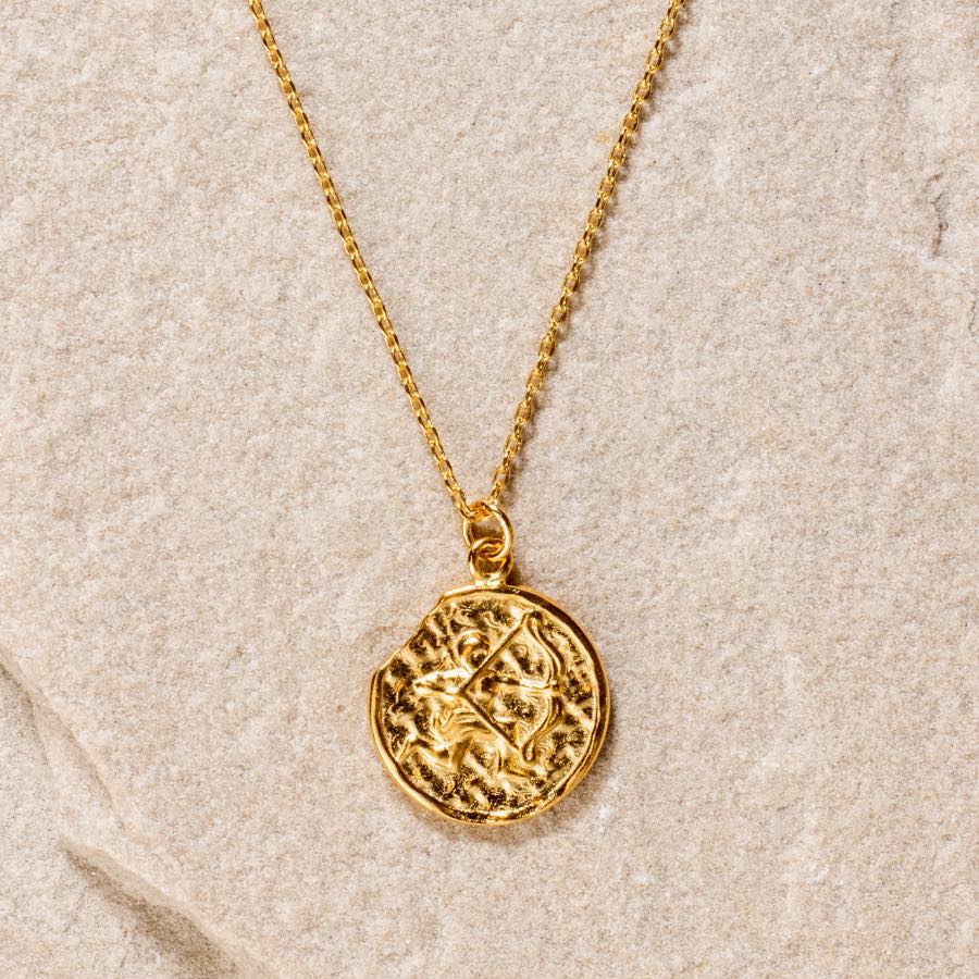 Sagittarius Star Sign Necklace - Fine chain necklace featuring a delicate star sign pendant. Birth date November 22 - December 21 is for Sagittarius. Available in Silver, Gold, and Rose Gold.