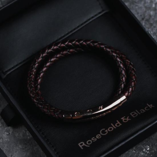 Tan Leather Bracelet - Our Men’s Tan Leather Bracelet with Tan Leather and a Polished Rose Gold Adjustable Clasp Engraved with our Signature RG&B Logo.