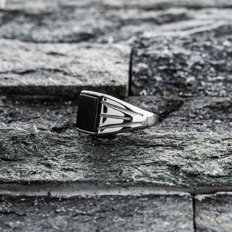 Silver Black Men's Signet Ring