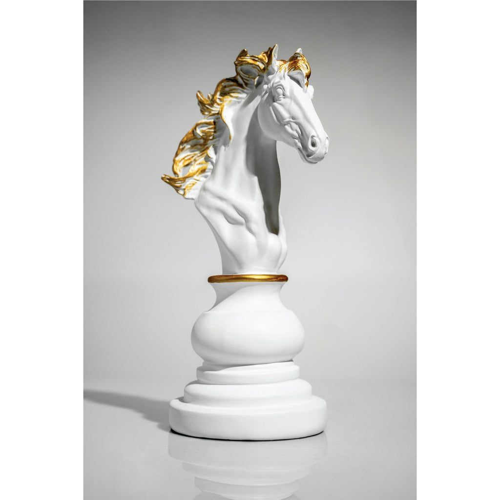 White & Gold Horse Chess Piece - Our White & Gold Chess Pieces are the perfect addition to any space. Made-to-order pieces are also available.