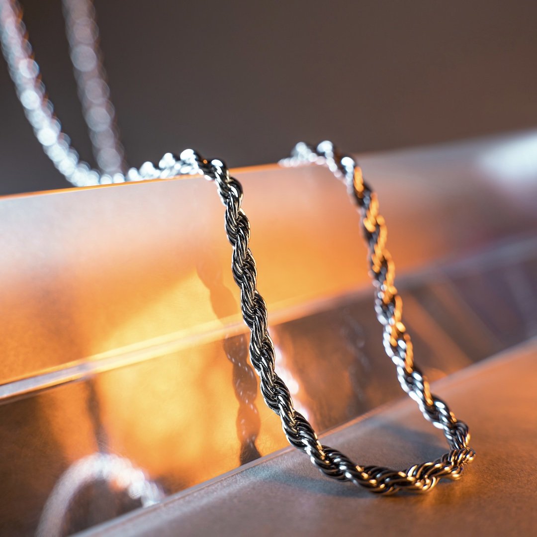 Rope & Box Chain Necklace in Silver