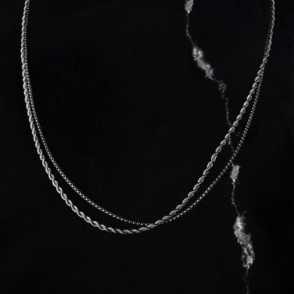 Rope & Box Chain Necklace in Silver – RoseGold & Black Pty Ltd